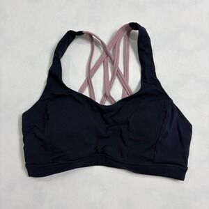 Lululemon Free To Be Serene Bra Sportsbra Black Pink Mauve Straps Racerback Sz 6